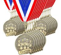 Quelay 30 Pcs 2'' Gold Awards Medals Bulk Winner Medals with Neck Ribbons Encourage Team Participation for Adults Trophy Award Prize Gift Competitions Graduation Party(Choir)