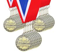 Quelay 30 Pcs 2'' Medals for Awards Winner Bulk with Neck Ribbons Metal Trophy Award Prize Gift for Kids Students Adults School Graduation Participation Competitions(Physical Education)