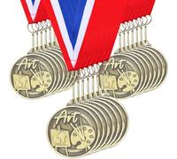 Quelay 30 Pcs 2'' Medals for Awards Winner Bulk with Neck Ribbons Metal Trophy Award Prize Gift for Kids Students Adults School Graduation Participation Competitions(Art)