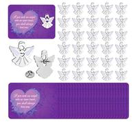 Quelay 30 Sets Silver Angel Pins on Card Bulk Religious Angel Pins Gifts Christian Enamel Lapel Pin with Card for Man Women Church Religious Gifts Sunday School Party Favor