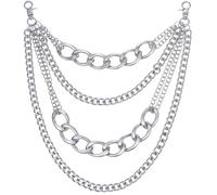 Quelay 4 Layered Cuban Pants Chain Silver Jeans Trousers Belt Pocket Chain Heavy Duty Chunky Hip Hop Accessories for Men and Women Keys and Handbag