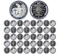 Quelay 40 Pcs Police Challenge Coins Saint Michael Law Enforcement Challenge Coins Bulk Police Officers Bless Prayer Patron Saint Coin Polices Gifts for Men Women Veterans(God Bless The Polices)
