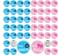 Quelay 50 Pcs Gender Reveal Button Pins 1.75 Inch Team Boy or Girl Pins Bulk, Burnouts or Bows Gender Reveal Decorations Baby Shower Party Favors for Guests Pink and Blue Badge Supplies