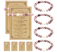 Quelay 6 Set Christian Gifts for Women Cross Bracelet with Religious Card Inspirational Cross Bracelet Sister in Christ Gift for Friends Nurse Mom Teacher Birthday, about 4.72 x 3.94 inches, natural
