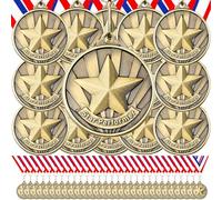 Quelay 60 Pcs Gold Award Medals with Neck Ribbons 2 Inch Winner Medals Awards Bulk Metal Trophy Award Prize Gift for Adult Competitions Education Tournaments Event