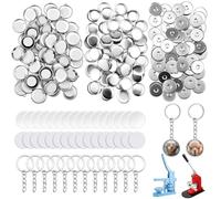 Quelay 60 Sets Keychain Button Making Supplies Double Sided Keychain Double-Sided Metal Parts for Hand Press Round Badge Crafts Create DIY Custom Buttons(25mm,Electroplating)