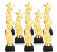 Quelay 8 Pcs 9.5 Inch Shooting Star Trophy Awards Gold Plastic Star Trophies Bulk for Employee Recognition, School Prizes, Motivational Gifts, Celebrating Outstanding Achievements, Competitions