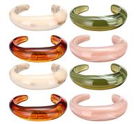 Quelay 8 Pcs Chunky Acrylic Bracelet Vintage Adjustable Multicolor Bangle Resin Thick Acetate Irregular Geometric Wide Punk Bangle for Women