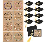Quelay 8 Sets 2025 Graduation Gifts for Her Compass Graduation Bracelets with Grad Cap Boxes Inspirational Card for Women/Her/Female/Him, Class of 2025 High School College Senior Grad Jewelry Gifts