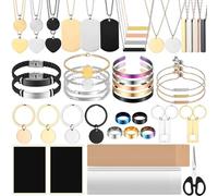 Quelay 99 Pcs Laser Engraving Materials Kit: 46 Jewelry Making Accessories, 2 Laser Marking Papers, 50 Gift Packaging Cards & Bags - Unisex Adult Size, Modern Style, Not Foldable