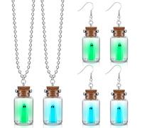 Quelay Adopt A Ghost Necklace Earrings 4 Pcs Glow in The Dark Ghost Earrings Necklace Set Christmas Jewelry Gifts for Women and Men