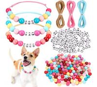 Quelay Personalized DIY Beaded Dog Collars Adjustable Letter Name Colored Beaded Pet Collar Bracelet for Small Medium and Large Dogs Pet Lover Gifts