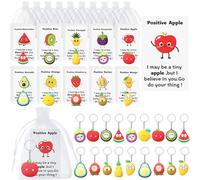 Quelay Positive Inspirational Fruit Keychains, Cards & Bags - Bulk Employee Appreciation Gift, 50pcs, As the Picture Shows, Bright/Vibrant Colors