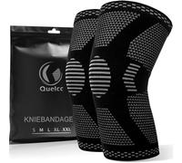 Quelcc 2 Pack Knee Support, Knee Brace Compression Sleeve, Elasticated Knee Support, for Working Out, Running, Basketball, Gym, Weightlifting, Workout, Size M, Black