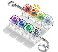 Quelcc 2 Pcs Keyboard Fidget Toy, Stress Relief Fidget Toys Adults, 4-Button Fidget Toys, Funny Fidget Keyboard, Keyboard Clicker Fidget Toy, Fidget Keyring, Fidget Clicker, Transparent