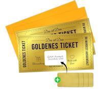 Quelcc 2 PCS Personalised Scratch Card Reveal, Golden Scratch-off Cards with Envelopes, Golden Ticket, Surprise Gift Reveal for Writing Your Own Special for Kids Dad Mom Women Men Friends