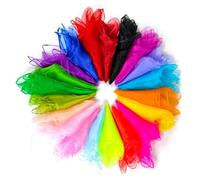 Quelcc 20 Pcs Dance Sensory Scarves, Dance Juggling Scarf 60 x 60cm, Multicolor Square Silk Dance Scarf, Coloured Fabric Play Silks for Children, Rhythm Band, Magic Performance Props Accessories