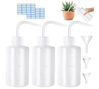 Quelcc 3 Pack Plastic Squeeze Bottles 250ml with Nozzles and Funnels, Safety Wash Bottle with Narrow Mouth with Scale for Lab Tattoo Ink and Kitchen Use