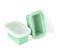 QUELIEN Mint Green Silicone Freezer Tray with Lid, 1-Cup BPA-Free Silicone Portion Container for Soup, Smoothies, Broth, Sauce, Stackable Portable Easy-Release Freezer Mold for Meal Prep (2-Pack)