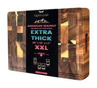QUELLUXE (1.7" Extra Thick & Large) 20"x15" American Black Walnut Wood End Grain Cutting Board for Kitchen with Juice Groove, Heavy-Duty Butcher Block, Wooden Chopping Board, Charcuterie Boards