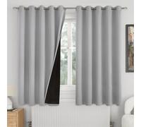 QUEMAS Extra Wide 100% Blackout Curtains for Bedroom 63 Inch Length 2 Panels, Thermal Insulated Full Light Blocking Soundproof Grommet Window Curtains for Living Room, Each 60 Inch Wide, Light Grey
