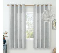 QUEMAS Light Grey Linen Curtains 63 Inch Length, Thick Burlap Curtains for Living Room Bedroom Farmhouse Light Filtering Non See Through Grommet Window Curtains, 52 Inch Wide 2 Panel
