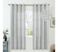 QUEMAS Light Grey Linen Curtains 72 Inch Length 2 Panels for Bedroom/Dining Room, Thick Burlap Curtains for armhouse Light Filtering Semi Sheer Non See Through Grommet Window Drapes, 52 Inch Wide
