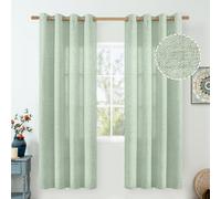 QUEMAS Linen Curtains for Bedroom 72 Inch Length 2 Panels, Burlap Curtains Light Filtering Thick Semi Sheer Non See Through Grommet Bedroom Curtains for Farmhouse, 52 Inch Wide 2 Panel, Sage Green
