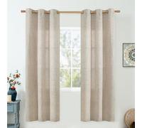 QUEMAS Linen Curtains for Living Room 72 Inches Long, Light Filtering Burlap Curtains Semi Sheer Non See Through Grommet Boho Curtains for Farmhouse/Bedroom, 42 Inch Wide, Natural