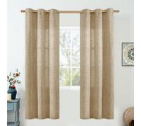 QUEMAS Toffee Linen Curtains 72 Inch Length for Living Room/Bedroom 2 Panels, Thick Burlap Textured Light Filtering Non See Through Grommet Farmhouse Country Drapes, Each 42 Inch Wide