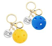 QUEMUIA 2PCS Pickleball Keychains for Pickleball Enthusiast,Kawaii Keyring for Women Purse Handbags Water Bottles or backpack, Creative Pickleball Charm for Girls, Yellow & Blue, little