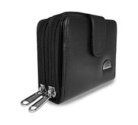 Quenchy London Gift Boxed Purse in Real Leather with 3 Purse Sections and 6 RFID Blocking Credit Card Spaces Measurements 14cm x4 x9 QL033KX (Black Gift Box)