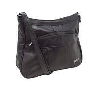 Quenchy London Italian Leather Ladies Handbag Black Soft Leather Shoulder Bag 7691