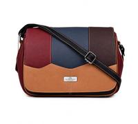 Quenchy London Ladies Handbag Triple Section - Real Leather A-Cross Body Hand Bags with 8 Pockets, L28cm xH20 x10 - QL966M