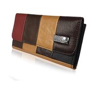 Quenchy London Large Womens Purse - Framed Leather Ladies Wallet 20 RFID Blocking Contactless Blocker Credit Card Slots - 2 Coin Trays - 17cm x9 x3.5 - QL844Q