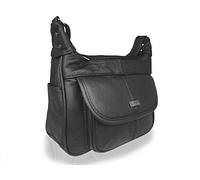 Quenchy London Leather Ladies Handbag, Soft Cowhide Leather Crossbody Shoulder Hand Bag 747K Black