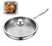 Quenta Platefull Titanium Hammered Pan Pro with Lid - Non-Stick Frying Pan, Scratch-Resistant Cookware, Stainless Steel Alternative, 26/28/30cm (XL-in with lid)