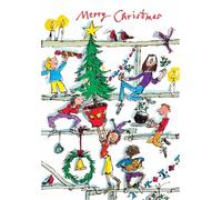 Quentin Blake Festive Artwork Illustrations - Pack of 5 Christmas & Happy New Year Cards - Eco-Friendly - Premium Gloss Finish by Woodmansterne (Christmas Party)
