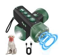 Quenxiyu 6-in-1 Anti Barking Device for Dogs, Training Bark Collars, Rechargeable 50ft Dog Barking Silencer with 4 Ultrasonic Emission Ports and Flashlight (Green)