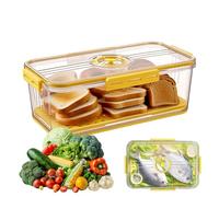 Quenxiyu Bread Bin Airtight Bread Bins for Kitchen Counter, Time Recording Bread Box with Lid, Bread Storage Container for Homemade Bread, Toast, Bagel,Fruit,Vegetables,Donut and Cookies (Yellow)