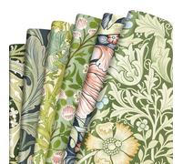 Quera 12 Sheet William Morris Wrapping Paper Vintage Floral Gift Wrap Paper Bulk Green Art Paper for Birthday Wedding Baby Shower DIY Crafts Gift Packing, 19.7 x 27.6