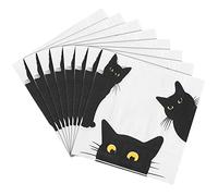 Quera 50 Pack Black Cat Disposable Paper Napkins Party Supplies Halloween Paper Napkins Cocktail Napkins Perfect For Halloween Black Cat Gifts Dinner Party Decoration 6.5'' X 6.5''