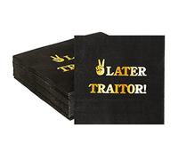 Quera 50 Pack Later TRAITOR Paper Napkins Black Gold Foil Cocktail Napkins, Going Away Party Decorations Supplies Gift Disposable Napkins For Coworker Friends Work, Event Parties 6.5 "X 6.5"