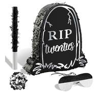 Quera Rip Twenties Pinata Funny 14 x 14.4 x 3 Inch Funeral Pinata with Stick Blindfold and Confetti Paper Fits Candy Favors for Adult 30th Birthday Anniversary Party Supplies Decoration Prop