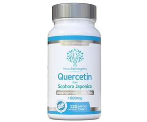 Quercetin 1000mg 60-day supply - No Artificial fillers, binders or flow agents - High Strength Pure Quercetin capsules from Sophora Japonica - Suitable for Vegetarians and Vegans - Exclusively UK Made
