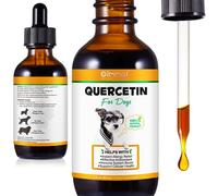 Quercetin for Dogs, 60ML Quercetin Liquid Drops Supplements with Vitamin C for Dog Allergy Relief, Immune Support, Itch Relief & Antioxidant (Natural Bacon Flavor)