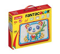 Quercetti Fantacolor Portable Kids' Mosaic Kits-STEAM Toy, 150 Pieces, Multicoloured Pegs, Arts and Crafts for Boys and Girls 3+