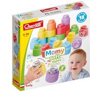 Quercetti MOMY Soft Happy Sounds 18 Pieces, Soft Plastic Construction Set with Rattles, Multi-Coloured Building Blocks for Infants and Toddlers Ages 6-36 Months