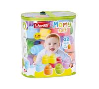 Quercetti MOMY Soft Plastic Safe Construction Toys for Early Childhood, 32 Blocks, 6-36 months for Sensory Development and Hand Eye Co-ordination