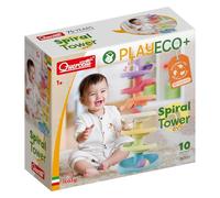 Quercetti Play Eco+ Spiral Tower Evo Set for Babies and Toddlers, Marble Run Race Track Tower, Set Includes 3 Large Marbles